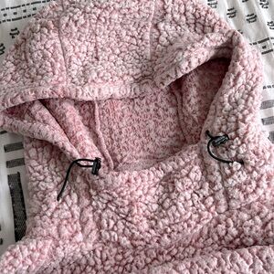 Pink Sherpa sweatshirt hooded with pocket
